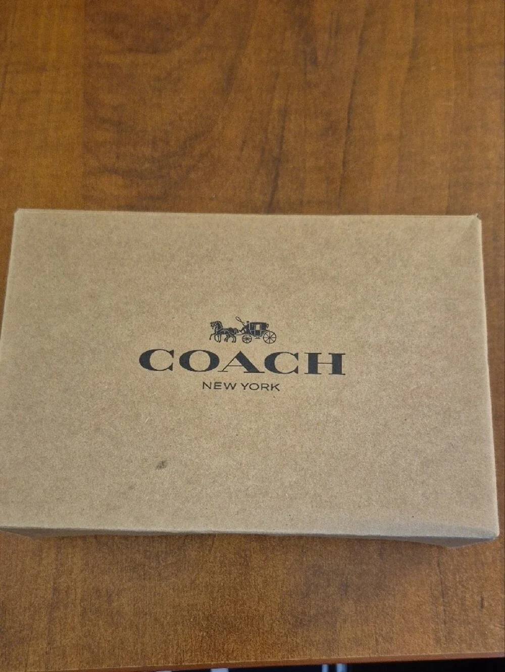 Coach Tan and Black Signature Luggage Tag In Coach Box